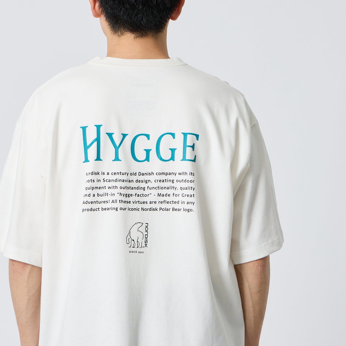 NORDISK [ノルディスク] 別注 HYGGE バックプリントTシャツ [NU11703-JF] WHT &&モデル身長：168cm 着用サイズ：L&&