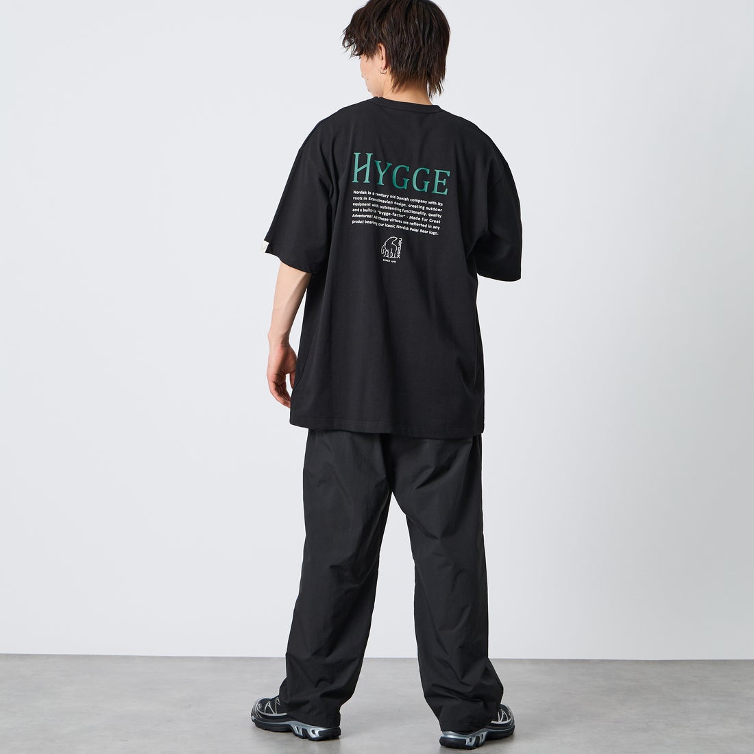 NORDISK [ノルディスク] 別注 HYGGE バックプリントTシャツ [NU11703-JF] BLK &&モデル身長：177cm 着用サイズ：XL&&