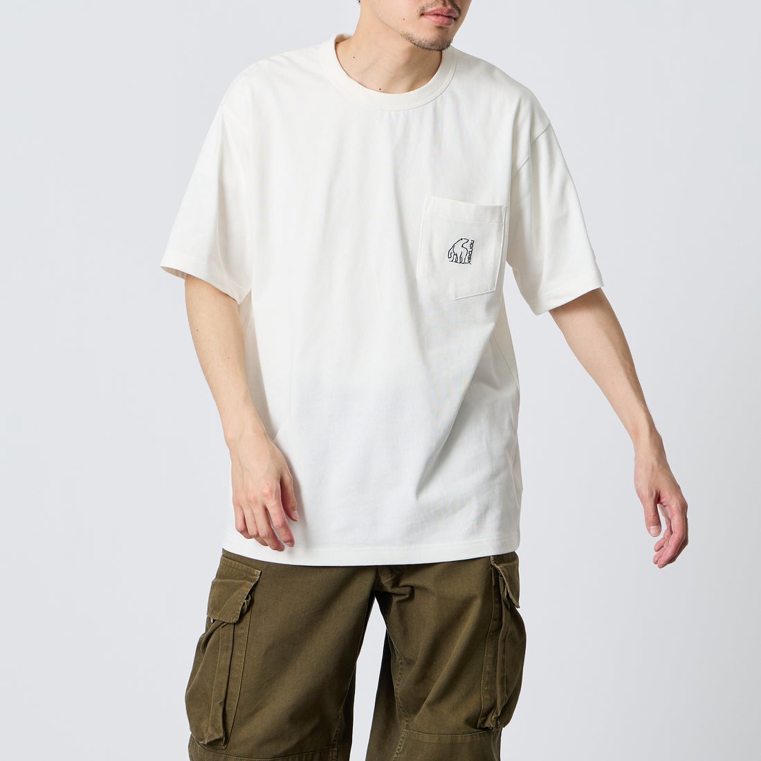 NORDISK [ノルディスク] 別注 ワンポイント刺繍 ポケットTシャツ [NU11701-JF] WHT &&モデル身長：168cm 着用サイズ：M&&