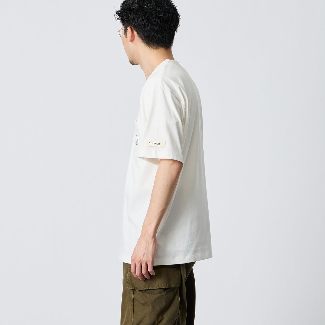 NORDISK [ノルディスク] 別注 ワンポイント刺繍 ポケットTシャツ [NU11701-JF] WHT &&モデル身長：168cm 着用サイズ：M&&