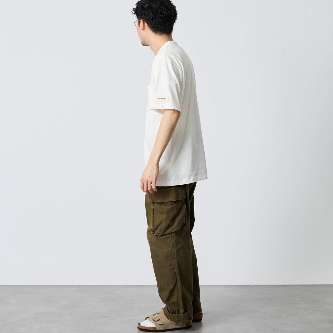 NORDISK [ノルディスク] 別注 ワンポイント刺繍 ポケットTシャツ [NU11701-JF] WHT &&モデル身長：168cm 着用サイズ：M&&