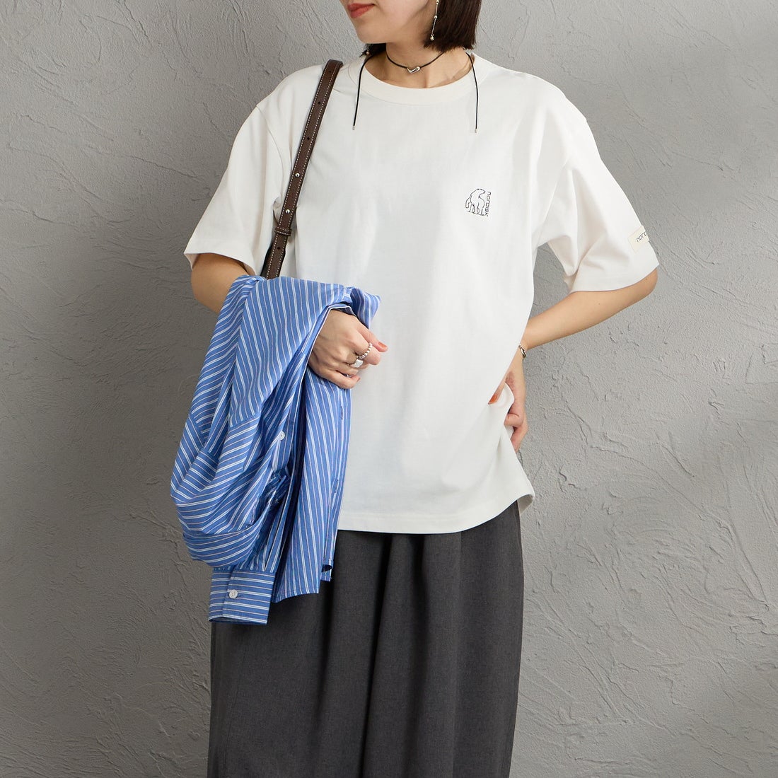 NORDISK [ノルディスク] 別注 バックロゴプリントTシャツ [NU11702-JF] WHT &&モデル身長：160cm 着用サイズ：S&&