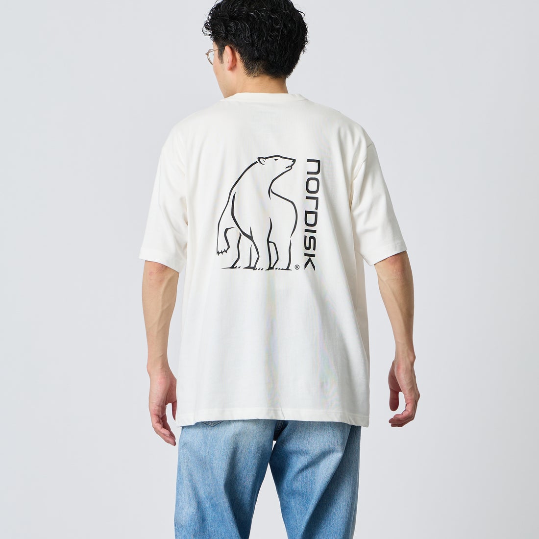 NORDISK [ノルディスク] 別注 バックロゴプリントTシャツ [NU11702-JF] WHT &&モデル身長：168cm 着用サイズ：M&&