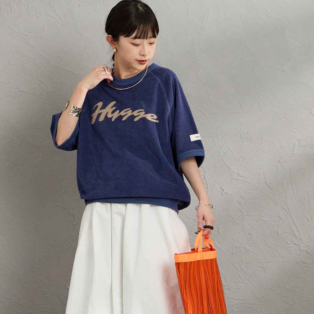 NORDISK [ノルディスク] 別注 HYGGE パイル半袖スウェット [NU11705-JF] NVY &&モデル身長：150cm 着用サイズ：S&&