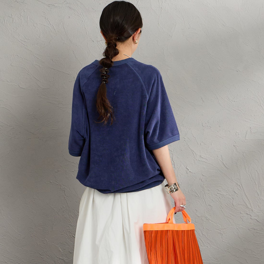 NORDISK [ノルディスク] 別注 HYGGE パイル半袖スウェット [NU11705-JF] NVY &&モデル身長：150cm 着用サイズ：S&&