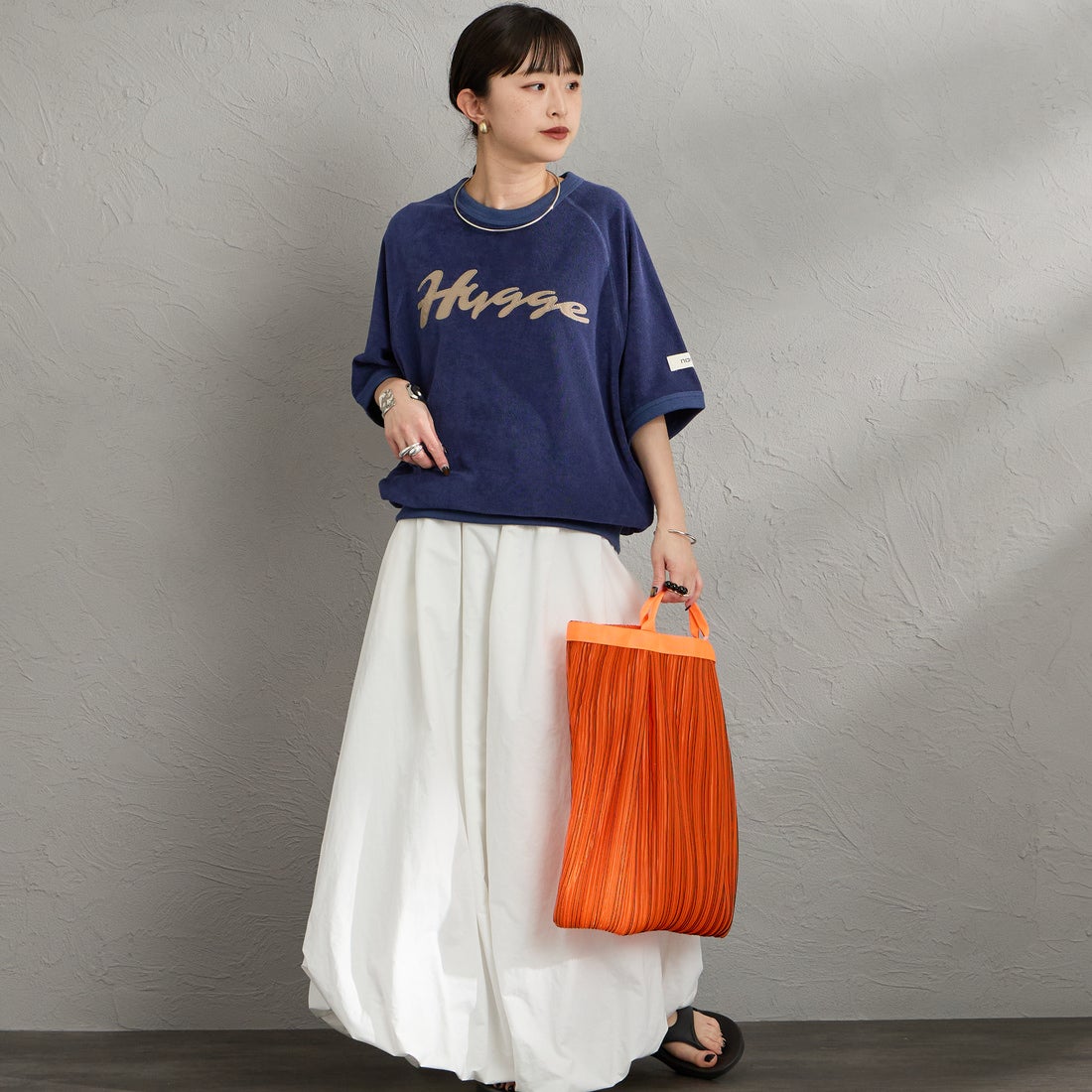 NORDISK [ノルディスク] 別注 HYGGE パイル半袖スウェット [NU11705-JF] NVY &&モデル身長：150cm 着用サイズ：S&&