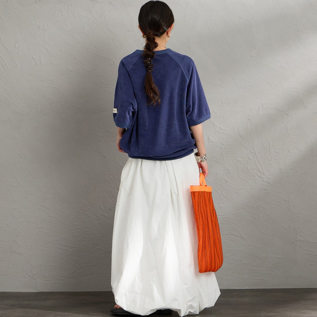 NORDISK [ノルディスク] 別注 HYGGE パイル半袖スウェット [NU11705-JF] NVY &&モデル身長：150cm 着用サイズ：S&&