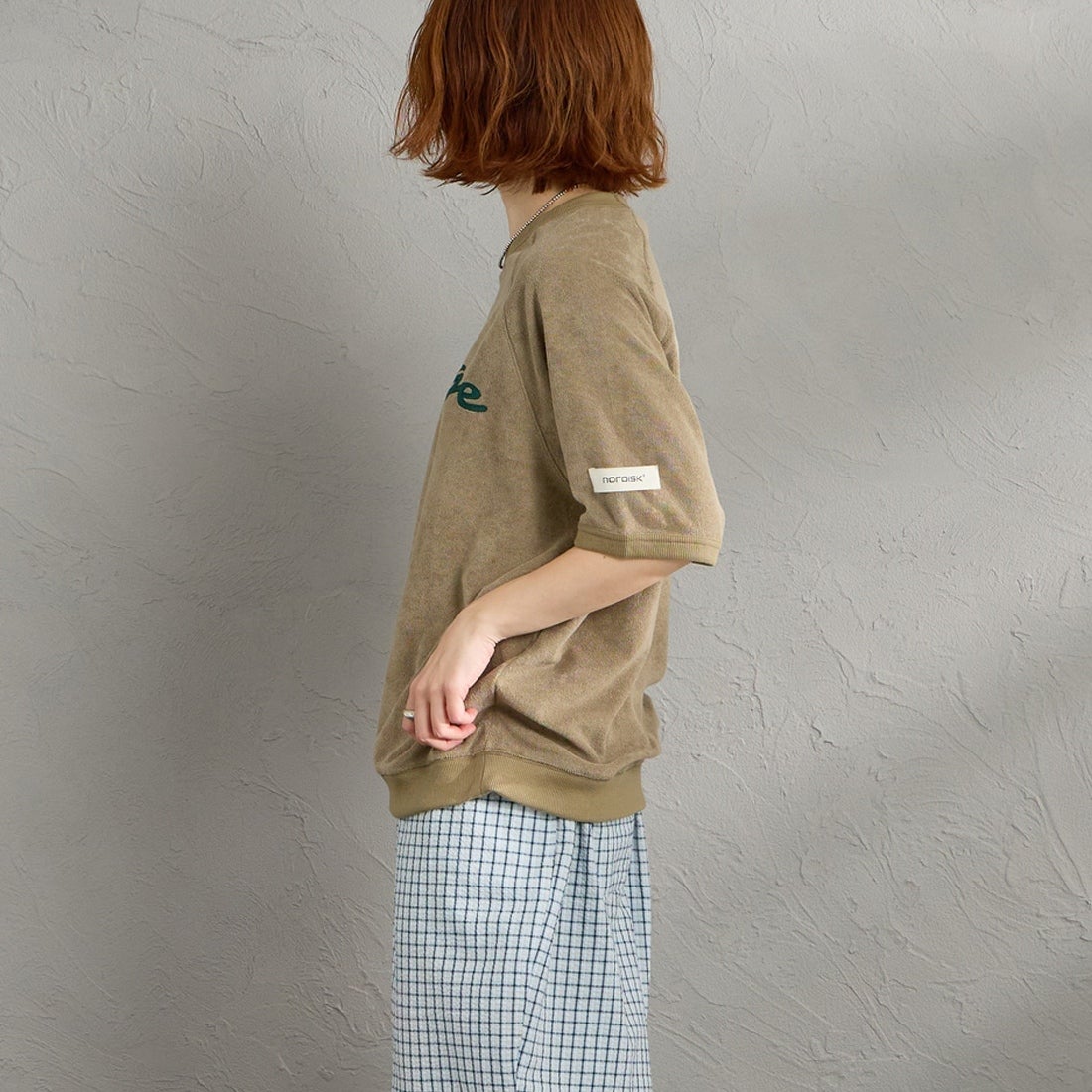 NORDISK [ノルディスク] 別注 HYGGE パイル半袖スウェット [NU11705-JF] BEG &&モデル身長：158cm 着用サイズ：S&&