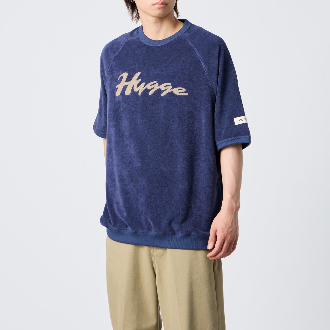 NORDISK [ノルディスク] 別注 HYGGE パイル半袖スウェット [NU11705-JF] NVY &&モデル身長：177cm 着用サイズ：XL&&