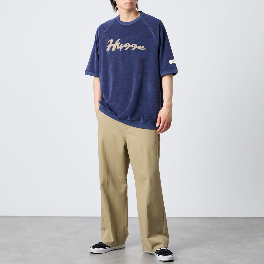 NORDISK [ノルディスク] 別注 HYGGE パイル半袖スウェット [NU11705-JF] NVY &&モデル身長：177cm 着用サイズ：XL&&