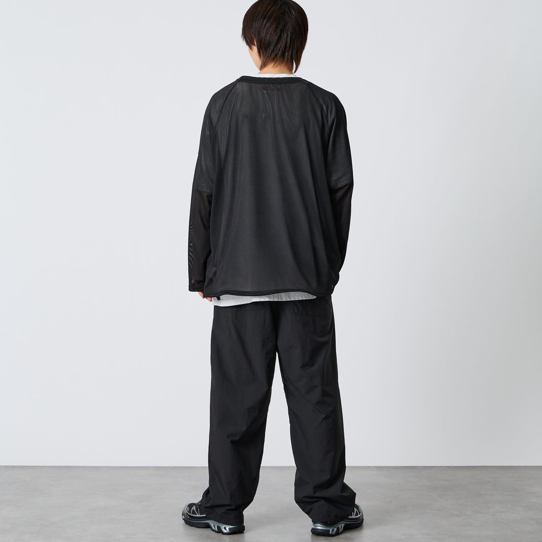 NORDISK [ノルディスク] 別注 ドローコード メッシュプルオーバー [NU11706-JF] BLK &&モデル身長：177cm 着用サイズ：L&&