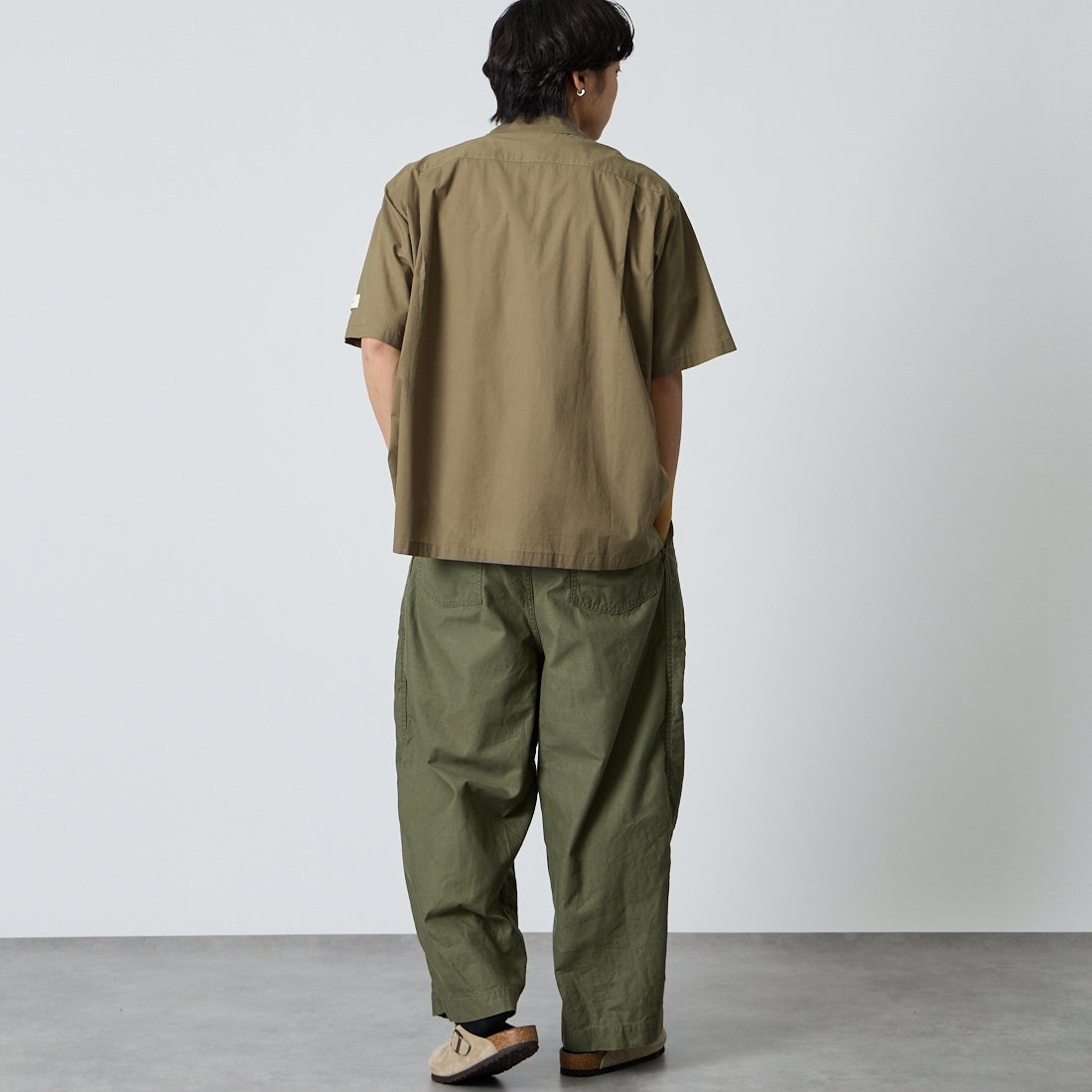 NORDISK [ノルディスク] 別注 オープンカラーシャツ [NU81702-JF] GREIGE &&モデル身長：179cm 着用サイズ：L&&