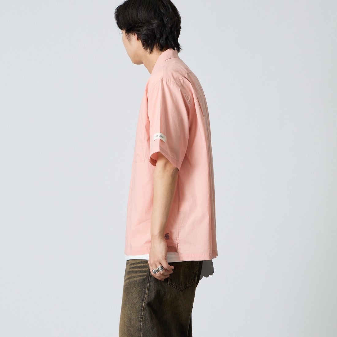 NORDISK [ノルディスク] 別注 オープンカラーシャツ [NU81702-JF] PNK &&モデル身長：179cm 着用サイズ：L&&