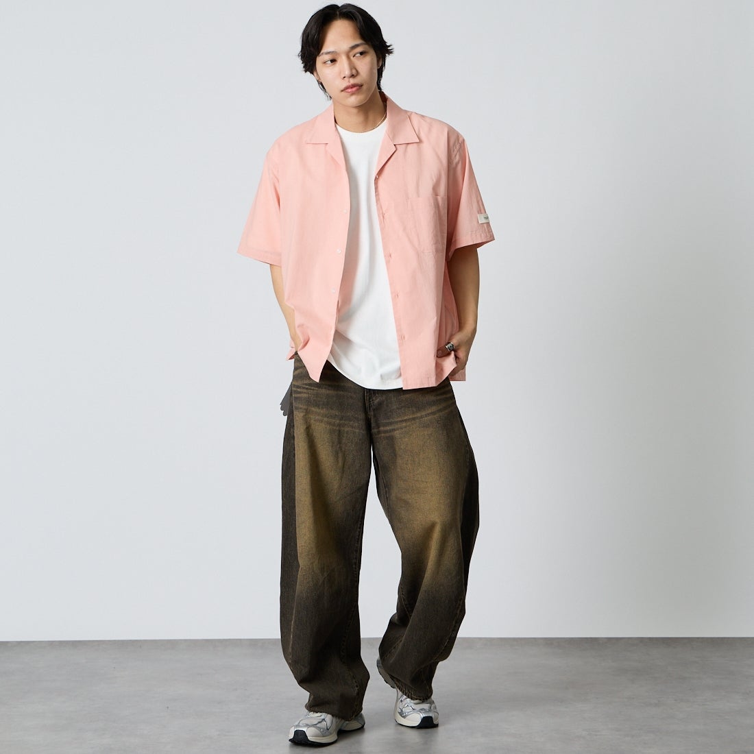 NORDISK [ノルディスク] 別注 オープンカラーシャツ [NU81702-JF] PNK &&モデル身長：179cm 着用サイズ：L&&