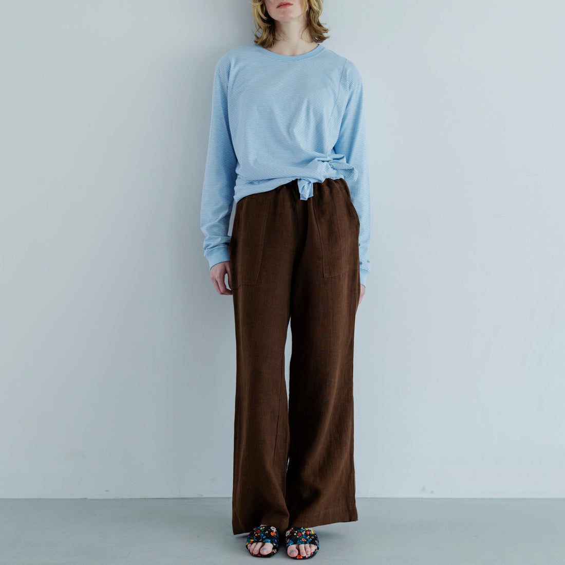 MEYAME [メヤメ] ボーダースリットロングスリーブTシャツ [MEY-2327] BLUE