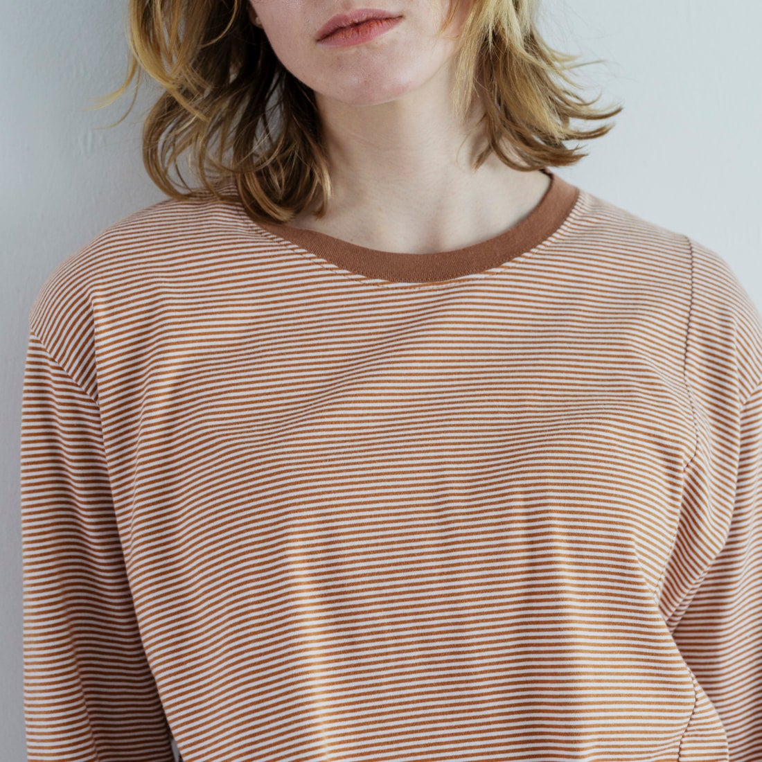 MEYAME [メヤメ] ボーダースリットロングスリーブTシャツ [MEY-2327] BROWN