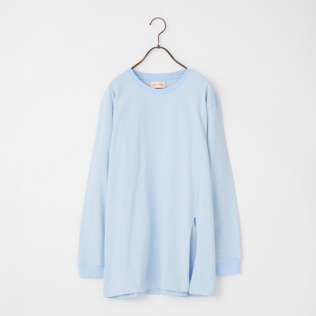 MEYAME [メヤメ] ボーダースリットロングスリーブTシャツ [MEY-2327] BLUE
