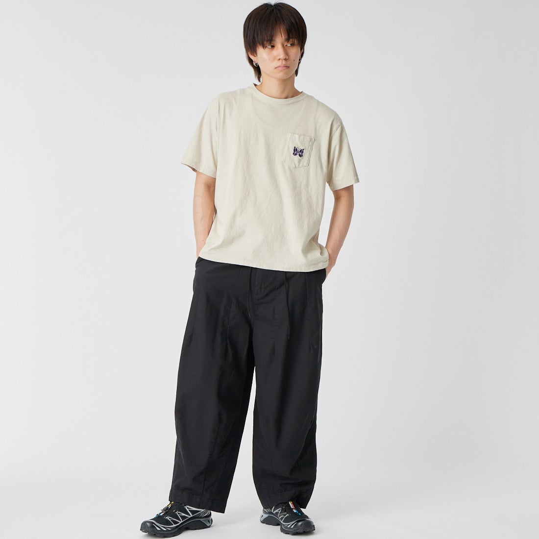 Needles [ニードルズ] ミリタリーヒザデルパンツ [SX196] B BLACK &&モデル身長：177cm 着用サイズ：XS&&