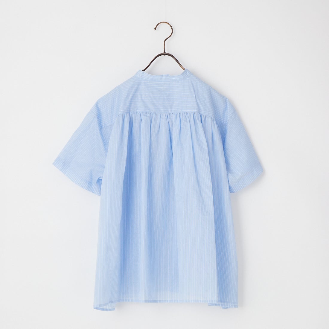 le glazik [ルグラジック] ショートスリーブ シアーストライプギャザーシャツ [LG-B0381SBB] SAX/WHITE