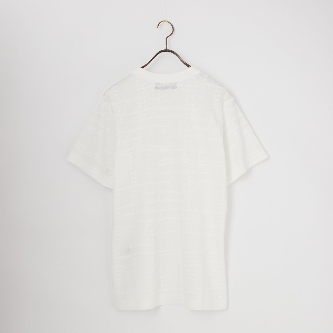 1PIU1UGUALE3 RELAX [ウノ ピゥ ウノ ウグァーレ トレ] ランダムハウンドトゥースジャガード半袖Tシャツ [USK-26024] SN10 WHITE