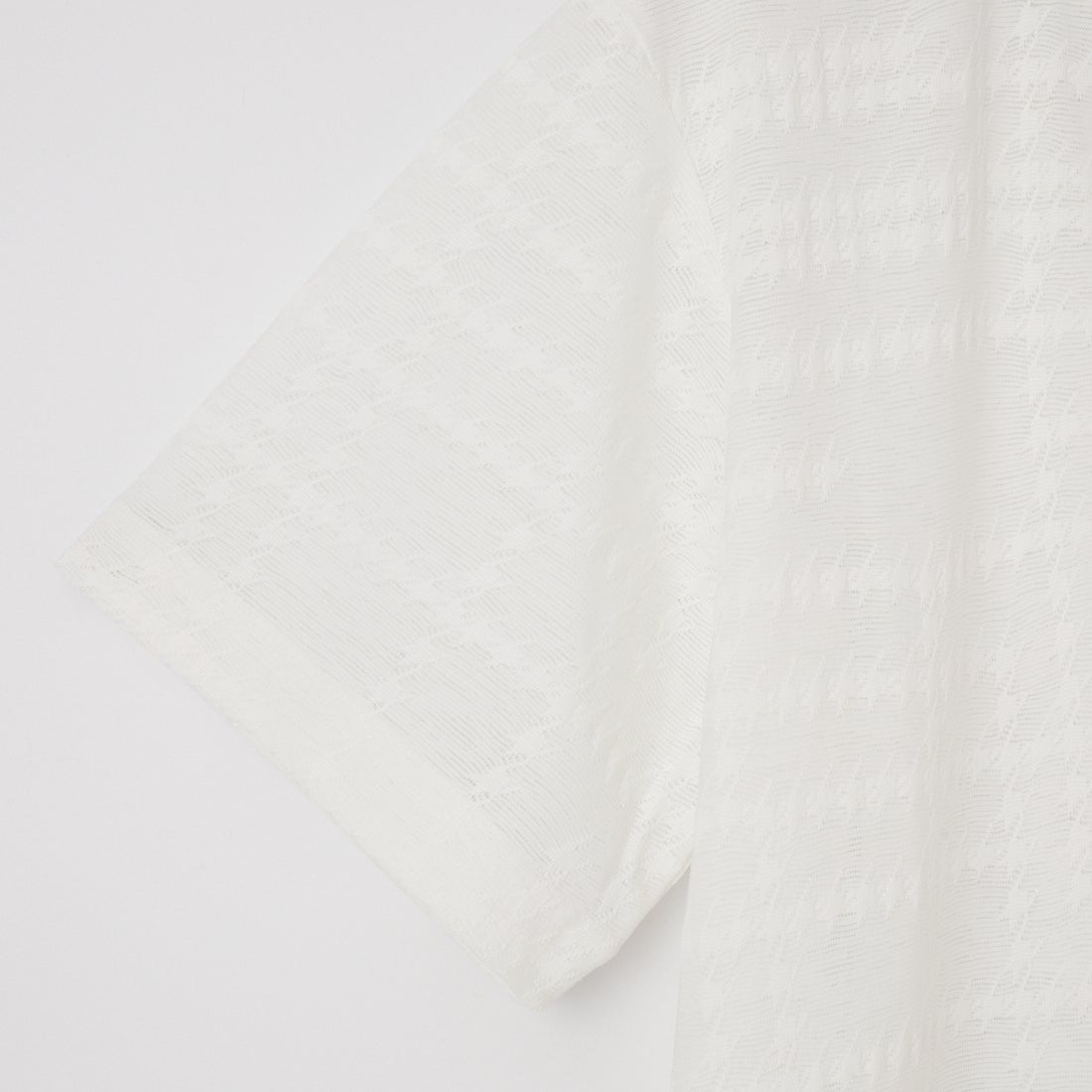 1PIU1UGUALE3 RELAX [ウノ ピゥ ウノ ウグァーレ トレ] ランダムハウンドトゥースジャガード半袖Tシャツ [USK-26024] SN10 WHITE