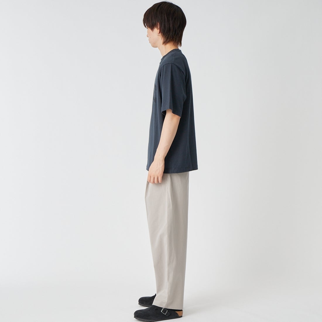 STILL BY HAND [スティルバイハンド] 別注 コットンリネンツイルパンツ [2601JF-EX05-JF] TAUPE &&モデル身長：177cm 着用サイズ：44&&