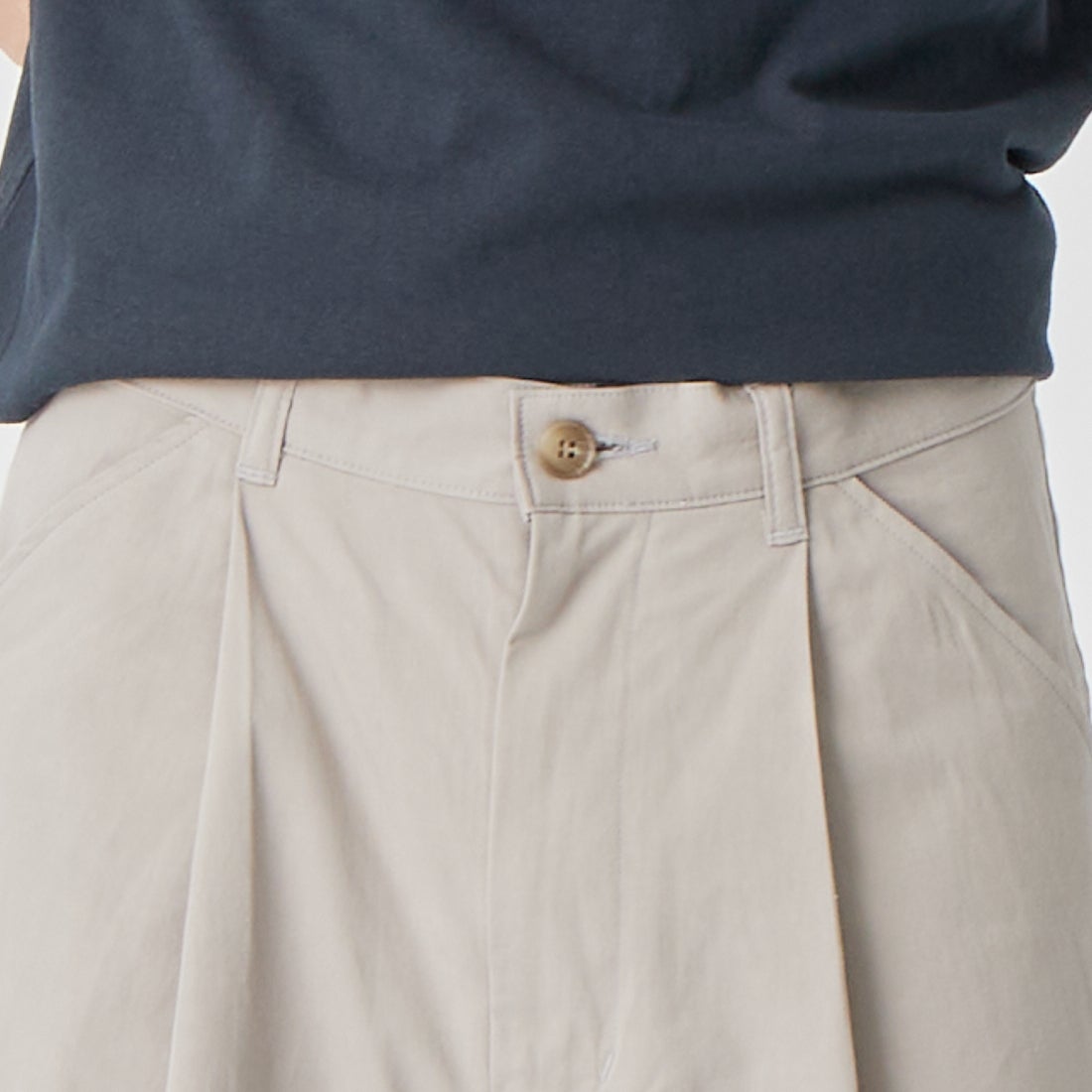 STILL BY HAND [スティルバイハンド] 別注 コットンリネンツイルパンツ [2601JF-EX05-JF] TAUPE &&モデル身長：177cm 着用サイズ：44&&