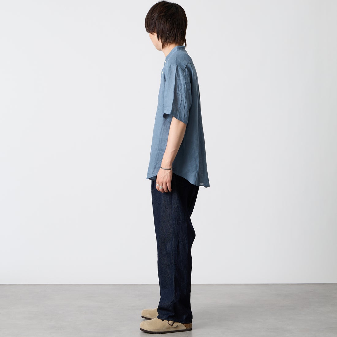 STILL BY HAND [スティルバイハンド] 別注 9ozデニムワイドパンツ [2601JF-EX04-JF] INDIGO &&モデル身長：177cm 着用サイズ：44&&