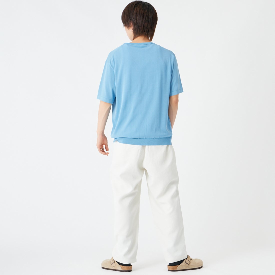 STILL BY HAND [スティルバイハンド] 別注 リサイクルポリエステル ワンタックテーパードパンツ [2601JF-EX02-JF] OFF &&モデル身長：177cm 着用サイズ：44&&