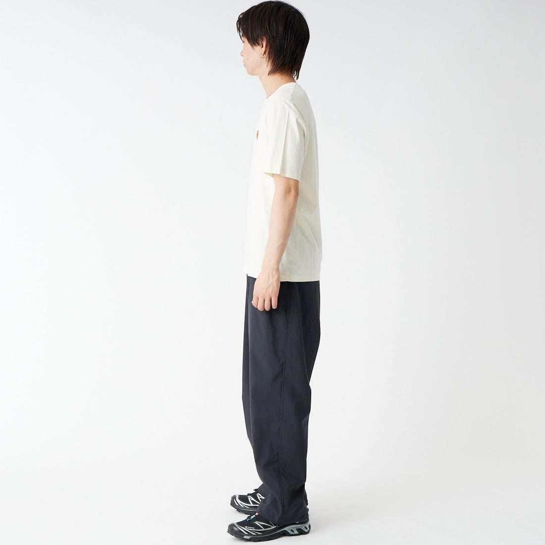STILL BY HAND [スティルバイハンド] 別注 タイプライター ドローストリングワイドパンツ [2601JF-EX03-JF] BLACK &&モデル身長：177cm 着用サイズ：44&&