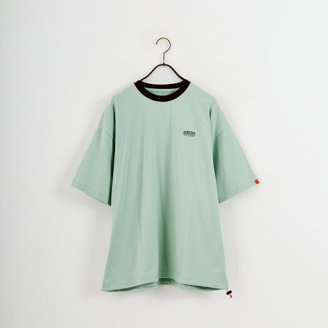UNIVERSAL OVERALL [ユニバーサルオーバーオール] 別注 ドローコード付き ワイドシルエットTシャツ [U2613282IN-JF] LGRN/BRN