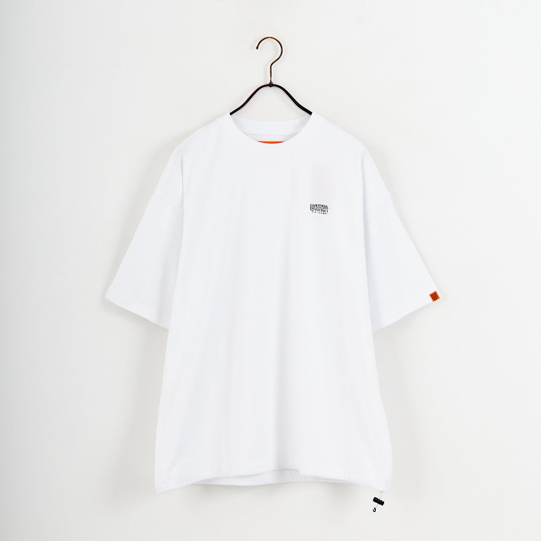 UNIVERSAL OVERALL [ユニバーサルオーバーオール] 別注 ドローコード付き ワイドシルエットTシャツ [U2613282IN-JF] WHITE