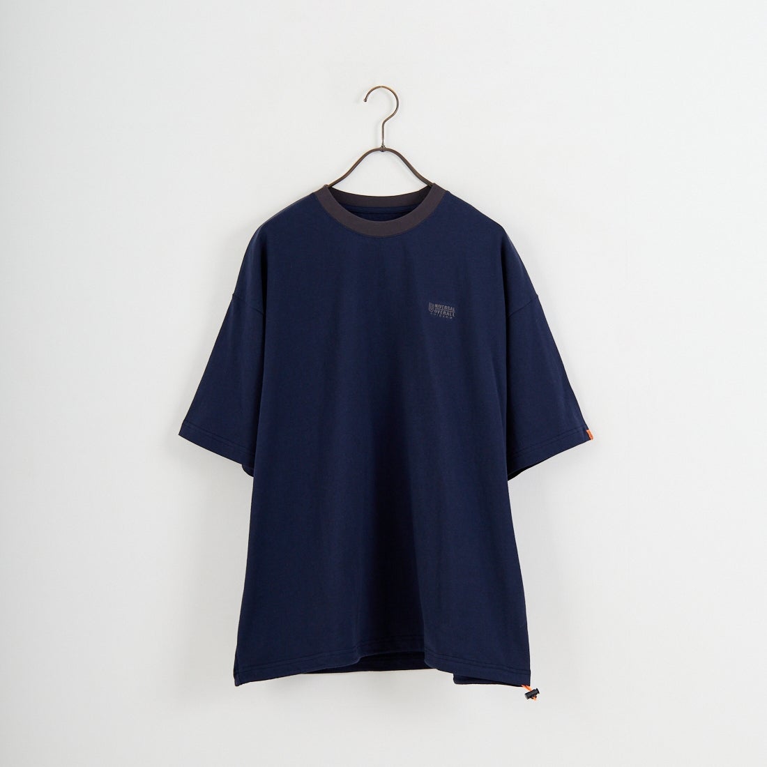 UNIVERSAL OVERALL [ユニバーサルオーバーオール] 別注 ドローコード付き ワイドシルエットTシャツ [U2613282IN-JF] NVY/CHR