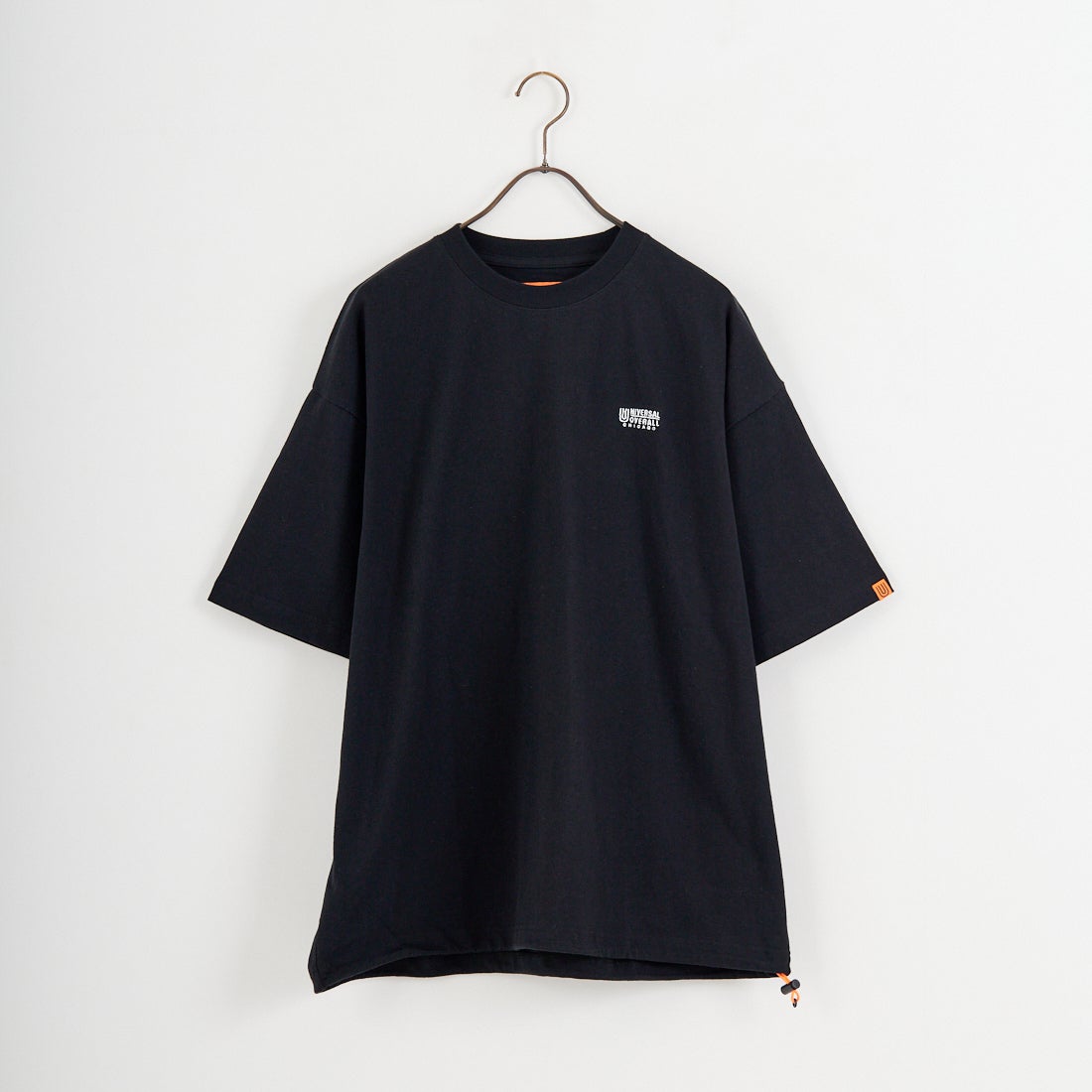 UNIVERSAL OVERALL [ユニバーサルオーバーオール] 別注 ドローコード付き ワイドシルエットTシャツ [U2613282IN-JF] BLACK