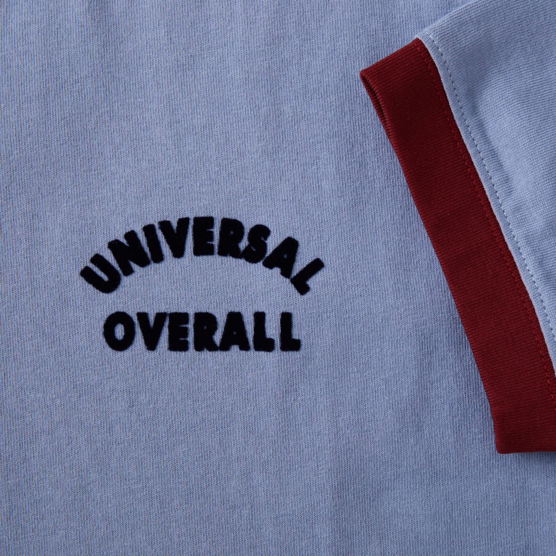 UNIVERSAL OVERALL [ユニバーサルオーバーオール] 別注 ロゴプリント リンガーTシャツ [U2613209IN-JF] B.GREY