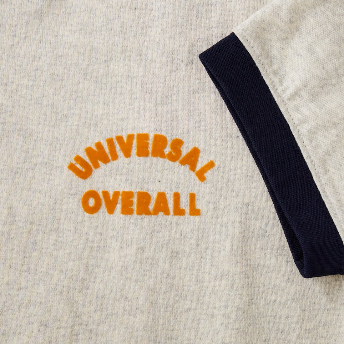 UNIVERSAL OVERALL [ユニバーサルオーバーオール] 別注 ロゴプリント リンガーTシャツ [U2613209IN-JF] OATMEAL