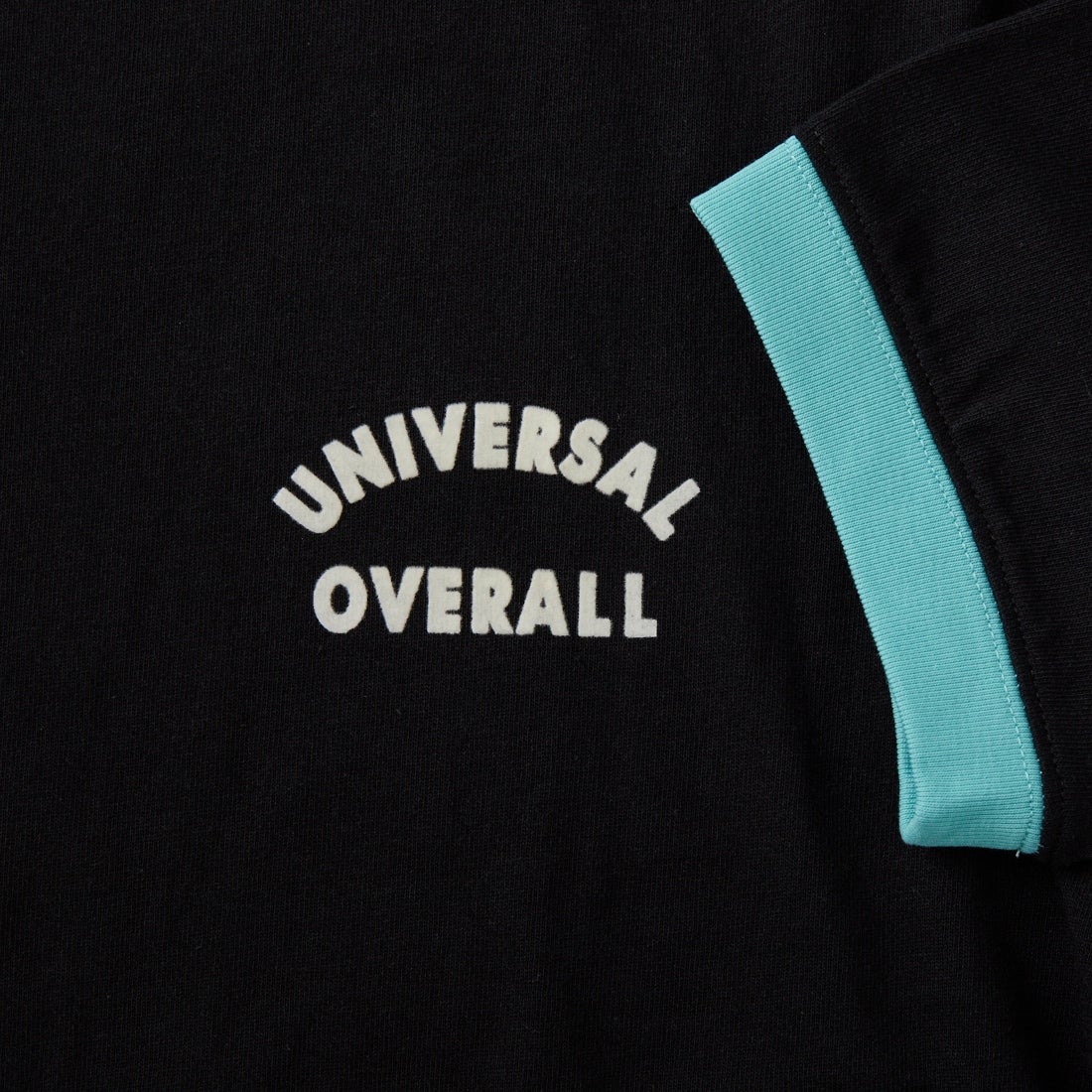 UNIVERSAL OVERALL [ユニバーサルオーバーオール] 別注 ロゴプリント リンガーTシャツ [U2613209IN-JF] BLACK