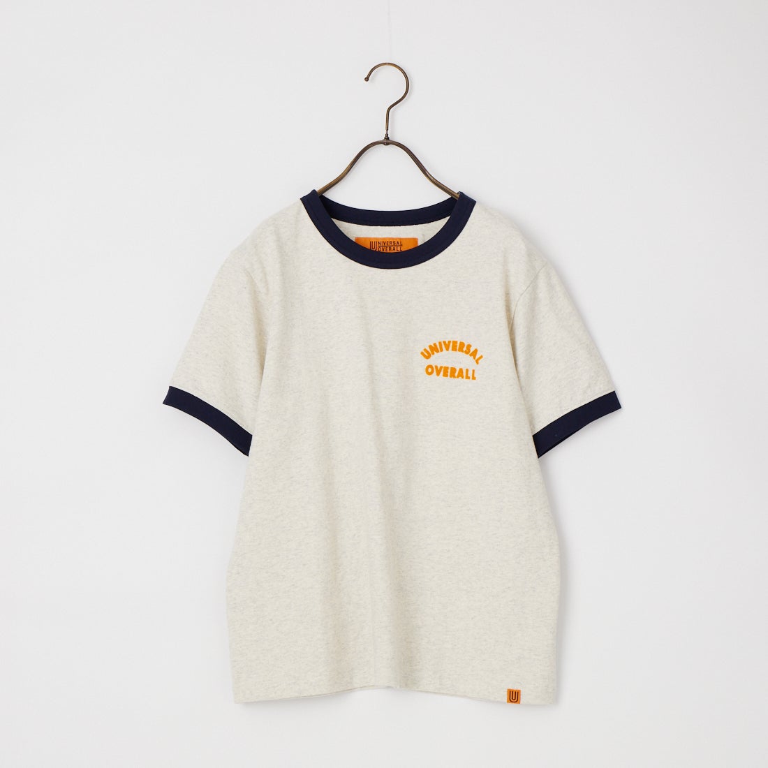 UNIVERSAL OVERALL [ユニバーサルオーバーオール] 別注 ロゴプリント リンガーTシャツ [U2613209IN-JF] OATMEAL
