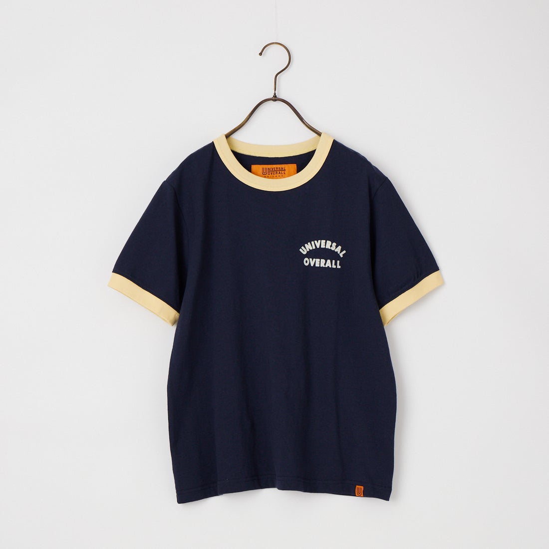 UNIVERSAL OVERALL [ユニバーサルオーバーオール] 別注 ロゴプリント リンガーTシャツ [U2613209IN-JF] NAVY