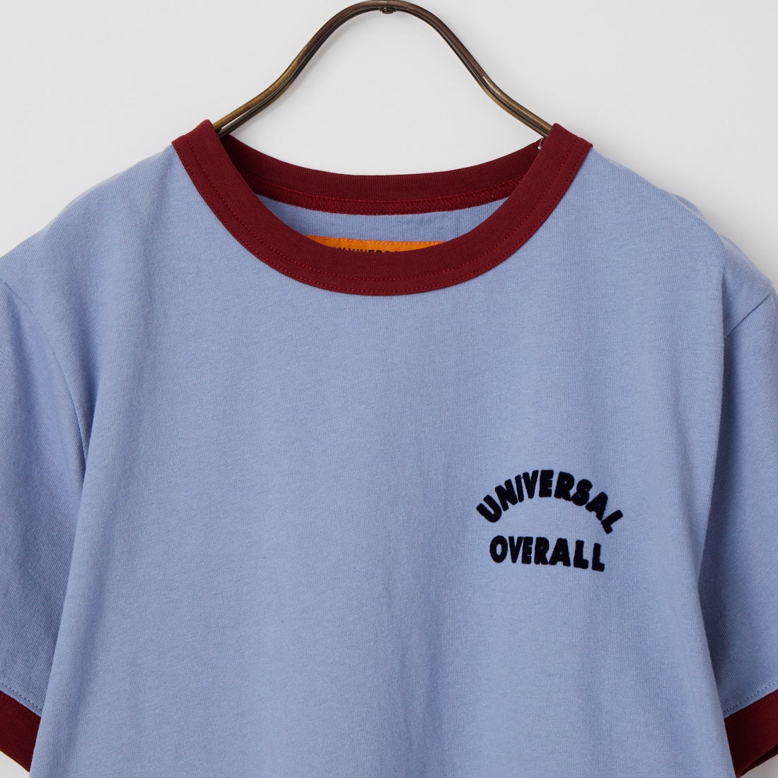 UNIVERSAL OVERALL [ユニバーサルオーバーオール] 別注 ロゴプリント リンガーTシャツ [U2613209IN-JF] B.GREY