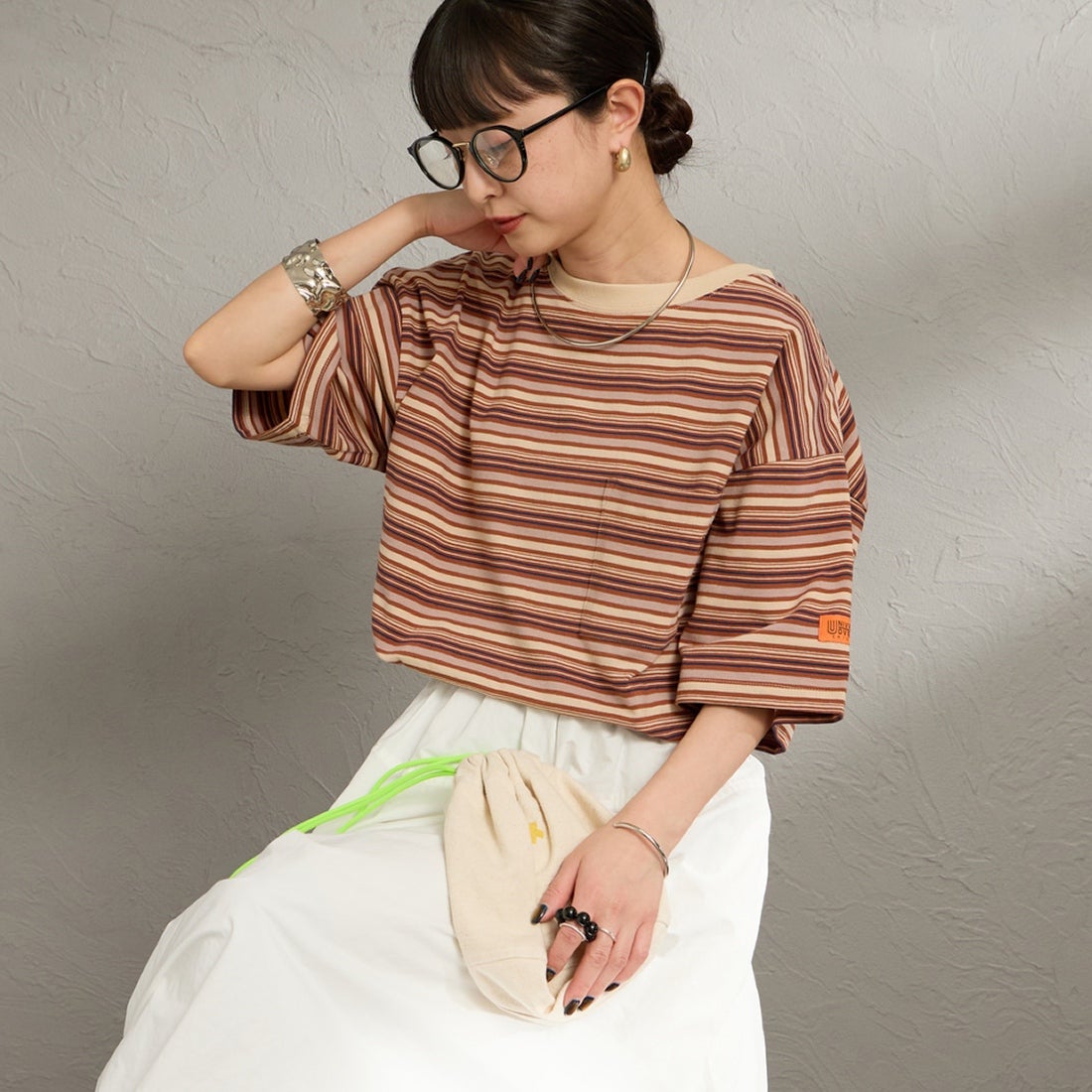 BRN BORDER&&モデル身長：150cm 着用サイズ：F&&