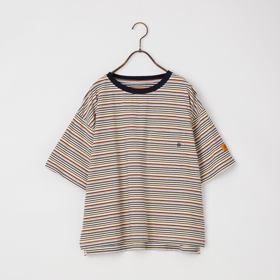 UNIVERSAL OVERALL [ユニバーサルオーバーオール] 別注 ワイドシルエット ポケットTシャツ [U2612815IN-JF] BEG BORDER