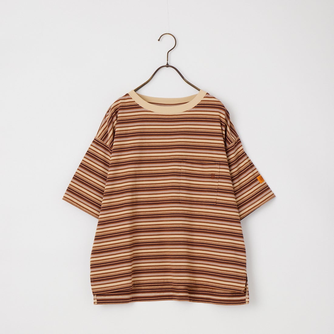 UNIVERSAL OVERALL [ユニバーサルオーバーオール] 別注 ワイドシルエット ポケットTシャツ [U2612815IN-JF] BRN BORDER