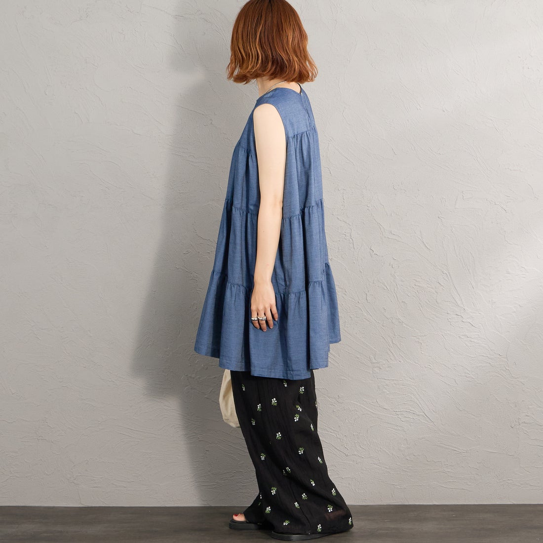 Gymphlex [ジムフレックス] インディゴデニムティアードチュニック [GY-B0470DPD] INDIGO &&モデル身長：158cm 着用サイズ：14&&