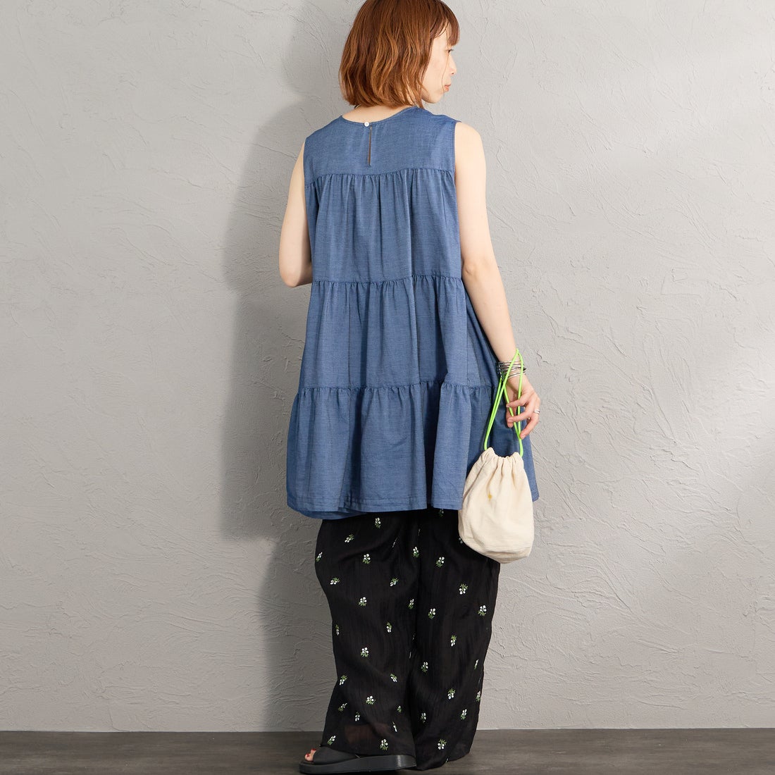 Gymphlex [ジムフレックス] インディゴデニムティアードチュニック [GY-B0470DPD] INDIGO &&モデル身長：158cm 着用サイズ：14&&