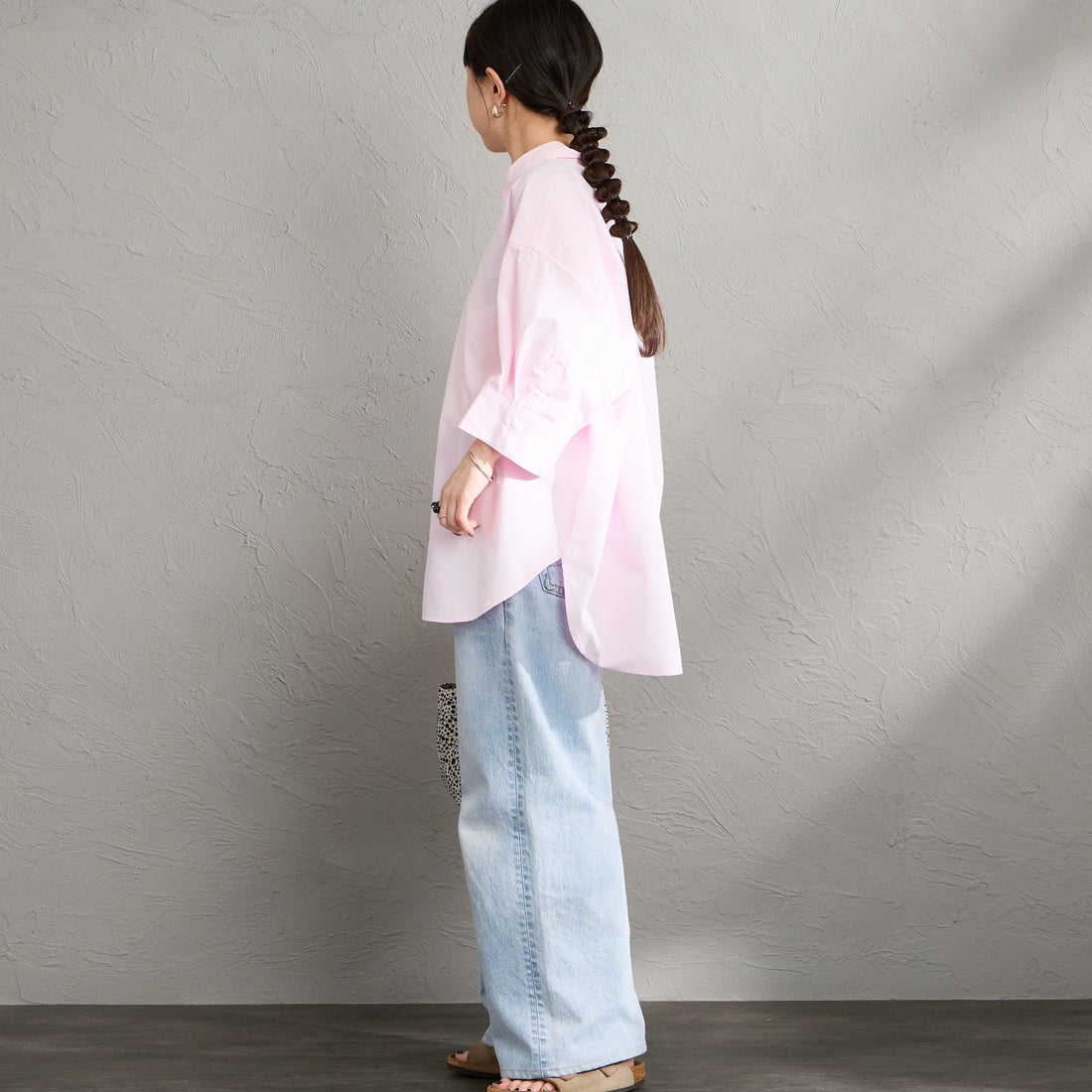 Gymphlex [ジムフレックス] ショートスリーブワイドシャツ [GY-B0458HLE] PINK &&モデル身長：150cm 着用サイズ：14&&