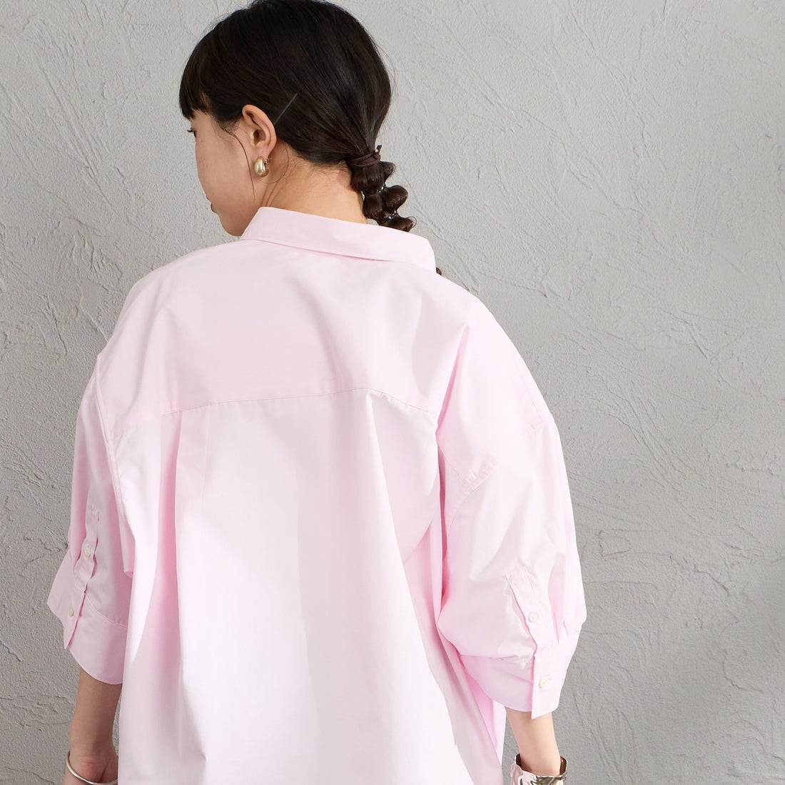 Gymphlex [ジムフレックス] ショートスリーブワイドシャツ [GY-B0458HLE] PINK &&モデル身長：150cm 着用サイズ：14&&