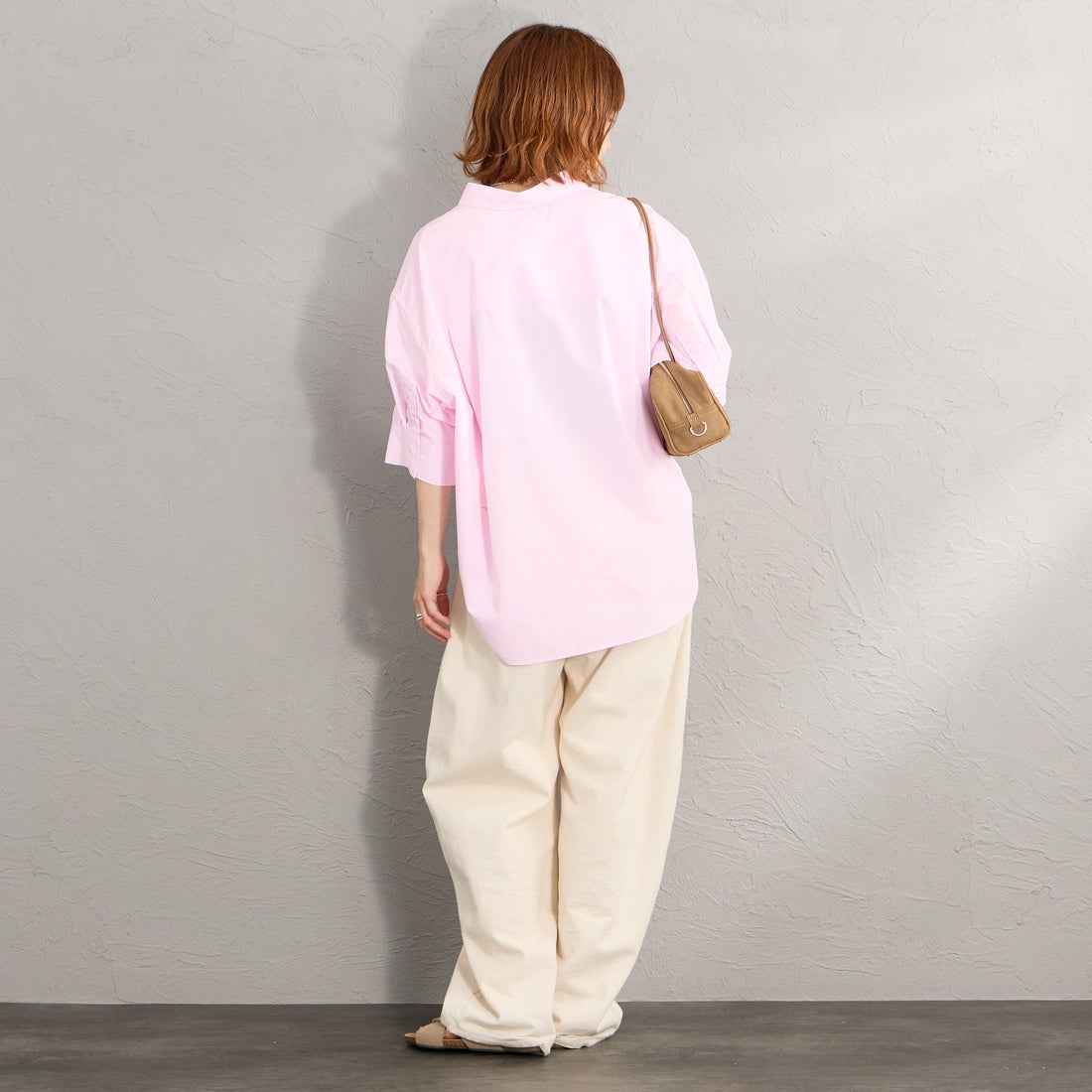 Gymphlex [ジムフレックス] ショートスリーブワイドシャツ [GY-B0458HLE] PINK &&モデル身長：158cm 着用サイズ：14&&