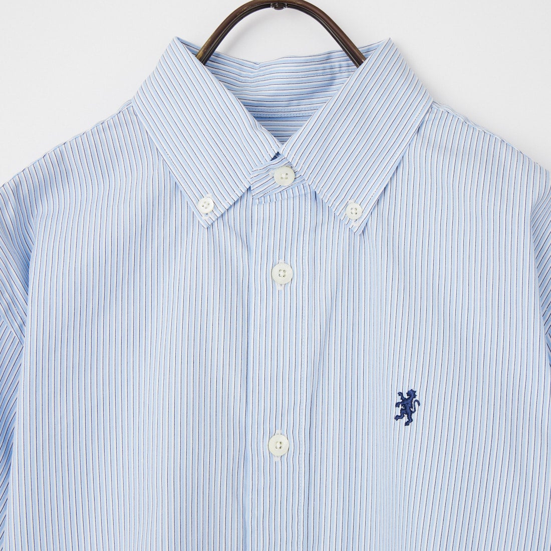 Gymphlex [ジムフレックス] ショートスリーブ ストライプショートボタンダウンシャツ [GY-B0367CBK] SAX/BLU ST