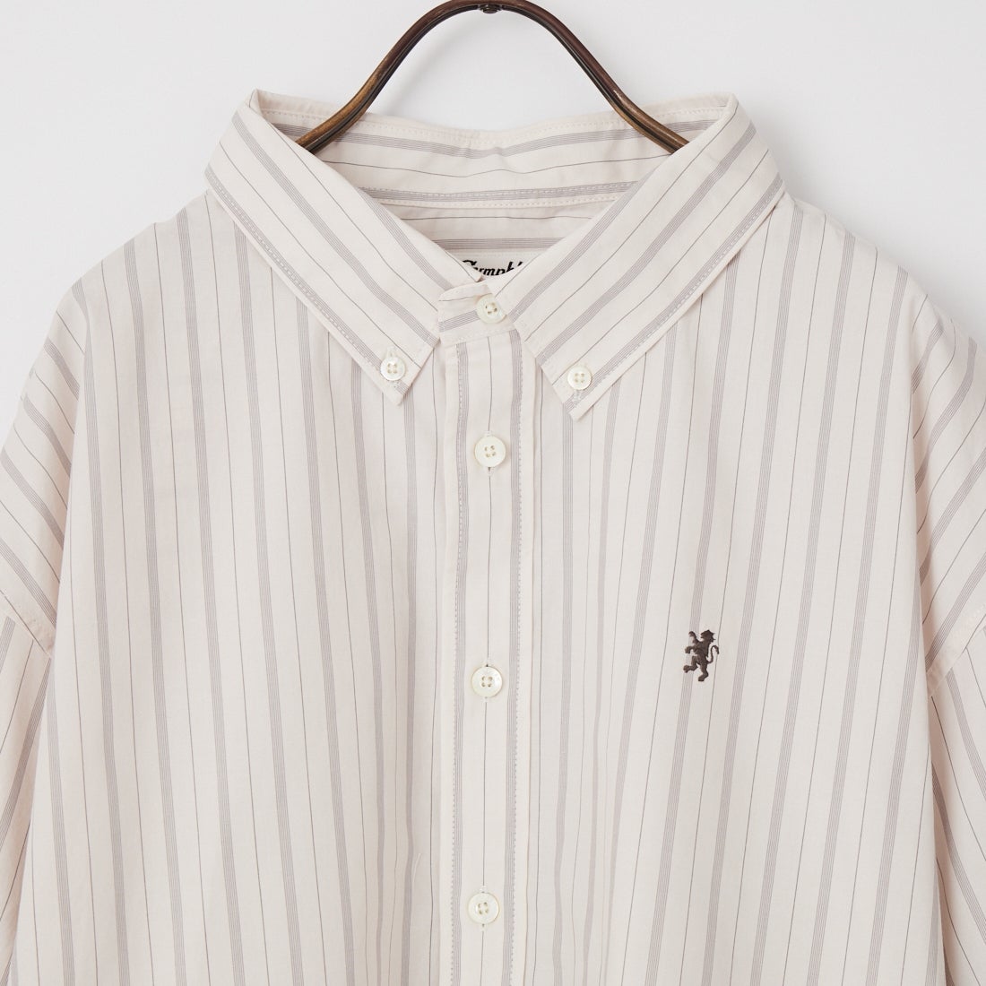 Gymphlex [ジムフレックス] ストライプボタンダウンショートシャツ [GY-B0458MLO] OFF/GRY ST